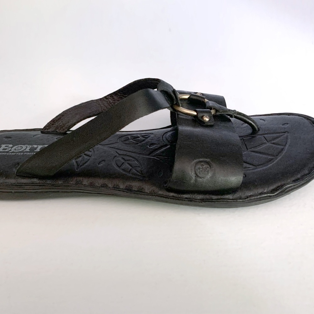 Born Black Leather Thong Sandals - Size 7 - Picture 3 of 7
